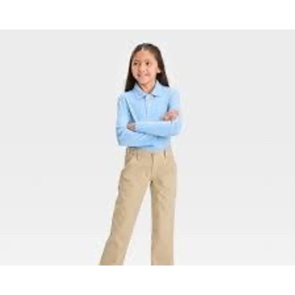 Cat & Jack Girls Straight Fit Chino Pants Sourdough Beige School Uniform Size 5